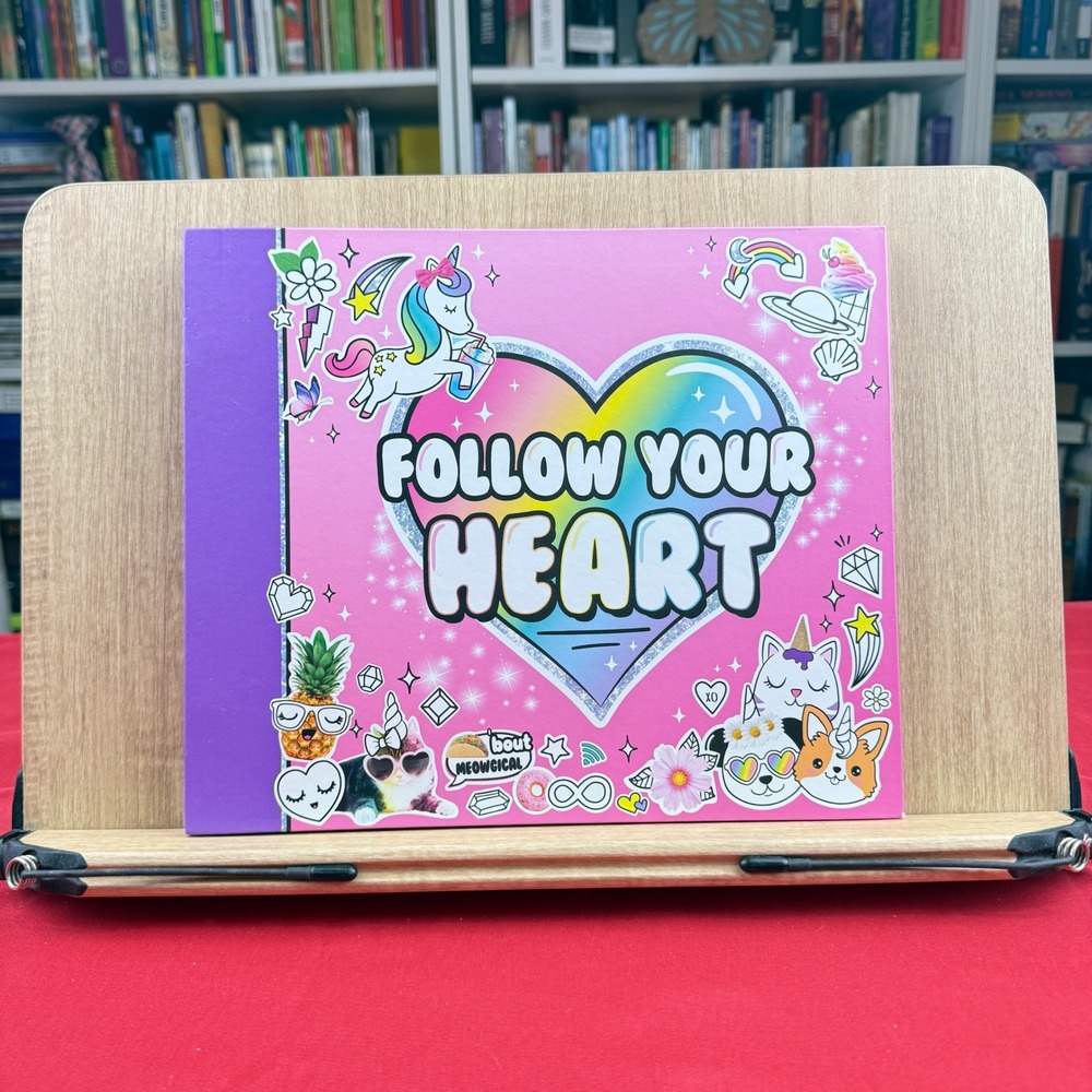Follow Your Heart Pink Unicorn Rainbow Hardcover Blank Sketchbook Journal